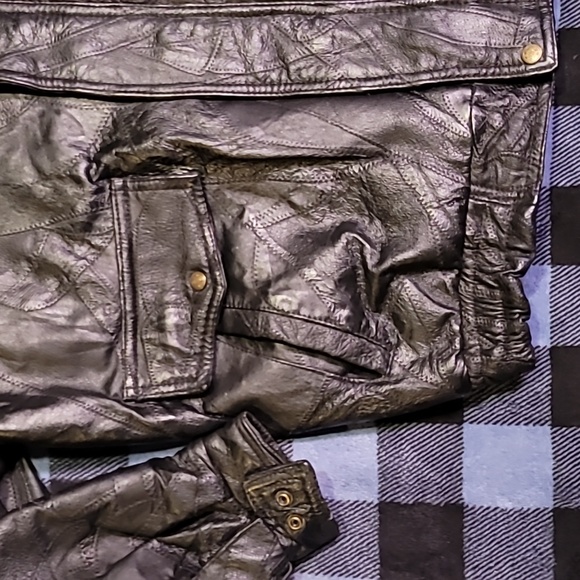 Vintage. 90s. Patchwork leather. Napoline Leather Outfitters. Bomber Jacket.  XL - Picture 4 of 16